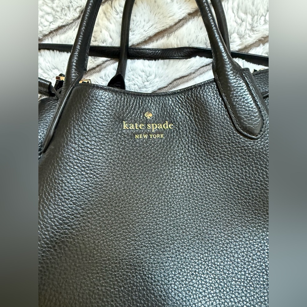 kate spade Black Pebbled Leather Tote with Top Handles - Picture 2 of 8